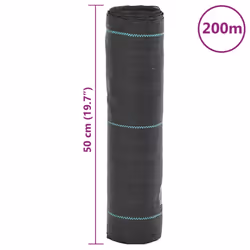 vidaXL Weed Membrane Weed Barrier Fabric Weed Control Ground Cover Black PP - 0.5 x 200 m