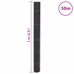vidaXL Weed Membrane Garden Weed Barrier Fabric Weed Control Black 1x50 m PP