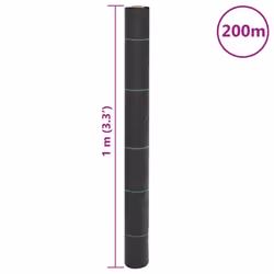 vidaXL Weed Membrane Garden Weed Barrier Fabric Weed Control Black 1x200 m PP