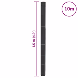 vidaXL Weed Membrane Garden Weed Barrier Fabric Weed Control Black 1.5x10 m PP