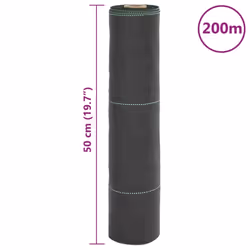 vidaXL Weed Membrane Weed Barrier Fabric Weed Control Ground Cover Black PP - 0.5 x 200 m
