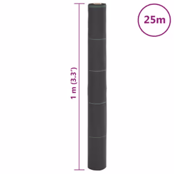 vidaXL Weed Membrane Garden Weed Barrier Fabric Weed Control Black 1x25 m PP - Additional view 3