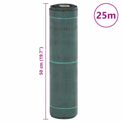 vidaXL Weed Membrane Garden Weed Barrier Fabric Weed Control Ground Cover PP - green, 0.5 x 25 m