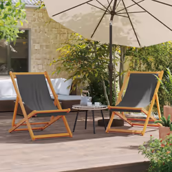 VidaXL 3214493 outdoor chair Terrace Padded seat Eucalyptus, Polyester Grey