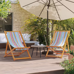 VidaXL 3214494 outdoor chair Terrace Padded seat Eucalyptus, Polyester Multicolour - Additional view 2