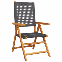 VidaXL 3214520 outdoor chair Terrace Padded seat Acacia wood, Polyrattan Black
