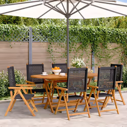 VidaXL 3214521 outdoor chair Terrace Padded seat Acacia wood, Polyrattan Black