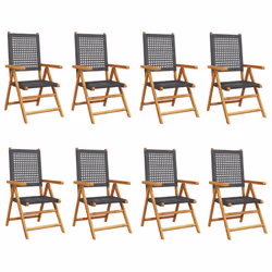 VidaXL 3214522, Terrace, Padded seat, Acacia wood, Polyrattan, Black, 110 kg, 570 mm