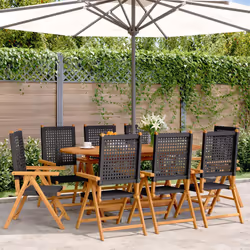 VidaXL 3214522 outdoor chair Terrace Padded seat Acacia wood, Polyrattan Black
