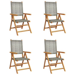 VidaXL 3214523 outdoor chair Terrace Padded seat Acacia wood, Polyrattan Grey