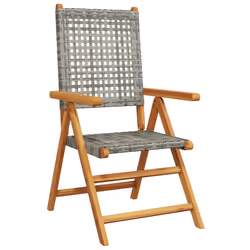 VidaXL 3214523 outdoor chair Terrace Padded seat Acacia wood, Polyrattan Grey