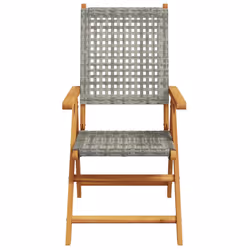 VidaXL 3214523 outdoor chair Terrace Padded seat Acacia wood, Polyrattan Grey - Additional view 4