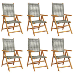 vidaXL Reclining Garden Chairs Outdoor Chair Armchair Poly Rattan & Solid Wood - grey, 6 pcs
