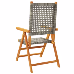 vidaXL Reclining Garden Chairs Outdoor Chair Armchair Poly Rattan & Solid Wood - grey, 6 pcs - Additional view 5