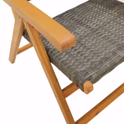 vidaXL Reclining Garden Chairs Outdoor Chair Armchair Poly Rattan & Solid Wood - grey, 6 pcs - Additional view 7