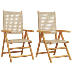 VidaXL 3214526 outdoor chair Terrace Padded seat Acacia wood, Polyrattan Beige