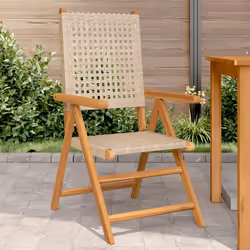 VidaXL 3214526 outdoor chair Terrace Padded seat Acacia wood, Polyrattan Beige