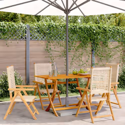 VidaXL 3214527 outdoor chair Terrace Padded seat Acacia wood, Polyrattan Beige