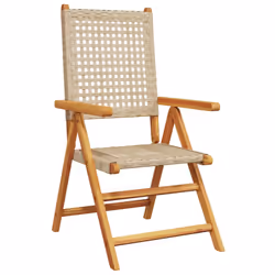 VidaXL 3214527 outdoor chair Terrace Padded seat Acacia wood, Polyrattan Beige