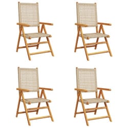 VidaXL 3214528 outdoor chair Terrace Padded seat Acacia wood, Polyrattan Beige