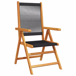 VidaXL 3214529 outdoor chair Terrace Padded seat Acacia wood, Polypropylene (PP) Black