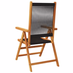 VidaXL 3214529 outdoor chair Terrace Padded seat Acacia wood, Polypropylene (PP) Black - Additional view 6