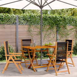 VidaXL 3214530 outdoor chair Terrace Padded seat Acacia wood, Polypropylene (PP) Black