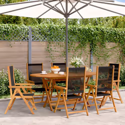 VidaXL 3214531 outdoor chair Terrace Padded seat Acacia wood, Polypropylene (PP) Black