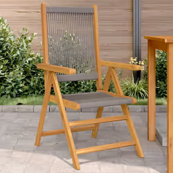 VidaXL 3214532 outdoor chair Terrace Padded seat Acacia wood, Polypropylene (PP) Grey - Additional view 2
