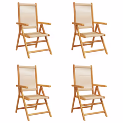 vidaXL Reclining Garden Chairs Outdoor Chairs Patio Armchair Solid Wood Acacia - beige, 4 pcs