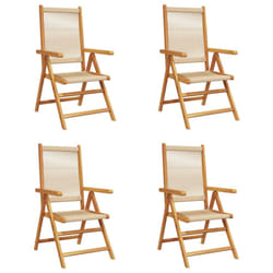vidaXL Reclining Garden Chairs Outdoor Chairs Patio Armchair Solid Wood Acacia - beige, 4 pcs