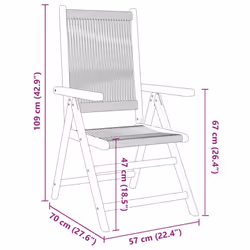 vidaXL Reclining Garden Chairs Outdoor Chairs Patio Armchair Solid Wood Acacia - beige, 4 pcs - Additional view 9
