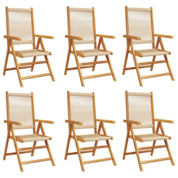 vidaXL Reclining Garden Chairs Outdoor Chairs Patio Armchair Solid Wood Acacia - beige, 6 pcs