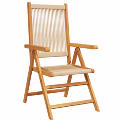 vidaXL Reclining Garden Chairs Outdoor Chairs Patio Armchair Solid Wood Acacia - beige, 6 pcs