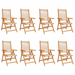 vidaXL Reclining Garden Chairs Outdoor Chairs Patio Armchair Solid Wood Acacia - beige, 8 pcs