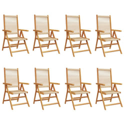 vidaXL Reclining Garden Chairs Outdoor Chairs Patio Armchair Solid Wood Acacia - beige, 8 pcs