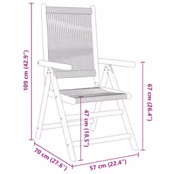 vidaXL Reclining Garden Chairs Outdoor Chairs Patio Armchair Solid Wood Acacia - beige, 8 pcs