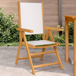 VidaXL 3214539 outdoor chair Terrace Padded seat Acacia wood, Polyester Cream, White