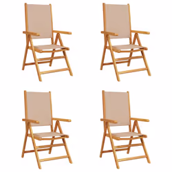 vidaXL Reclining Garden Chairs Outdoor Chairs Armchair Fabric & Solid Wood - taupe, 4 pcs