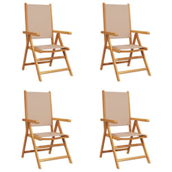 vidaXL Reclining Garden Chairs Outdoor Chairs Armchair Fabric & Solid Wood - taupe, 4 pcs