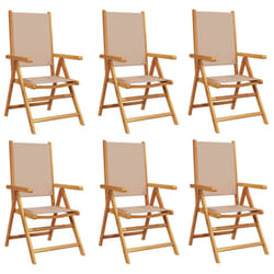 vidaXL Reclining Garden Chairs Outdoor Chairs Armchair Fabric & Solid Wood - taupe, 6 pcs