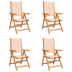 vidaXL Reclining Garden Chairs Outdoor Chairs Armchair Fabric & Solid Wood - beige, 4 pcs