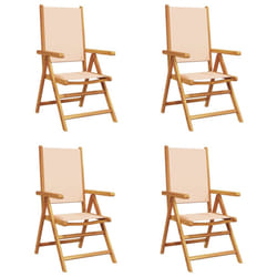 vidaXL Reclining Garden Chairs Outdoor Chairs Armchair Fabric & Solid Wood - beige, 4 pcs