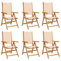 vidaXL Reclining Garden Chairs Outdoor Chairs Armchair Fabric & Solid Wood - beige, 6 pcs