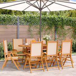 VidaXL 3214549 outdoor chair Terrace Padded seat Acacia wood, Polyester Beige