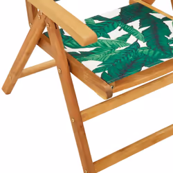 vidaXL Reclining Garden Chairs Outdoor Chairs Armchair Fabric & Solid Wood - leaf pattern, 8 pcs - Additional view 7