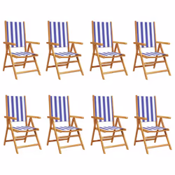 VidaXL 3214555, Terrace, Padded seat, Acacia wood, Polyester, Blue, White, 110 kg, 570 mm