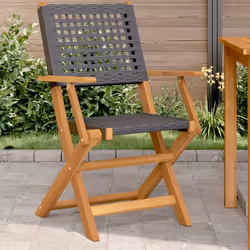VidaXL 3214556 outdoor chair Terrace Padded seat Acacia wood, Polyrattan Black