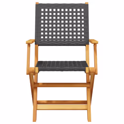 VidaXL 3214556 outdoor chair Terrace Padded seat Acacia wood, Polyrattan Black - Additional view 5