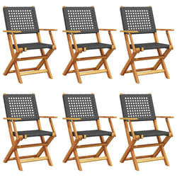 VidaXL 3214557 outdoor chair Terrace Padded seat Acacia wood, Polyrattan Black